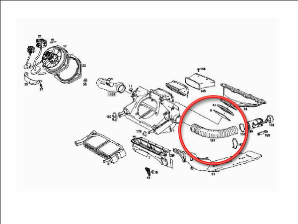 Tubería de ventilación Mercedes gama W114 y W115