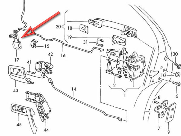 Palanca de inversión puerta Volkswagen Golf 3 / Seat Ibiza