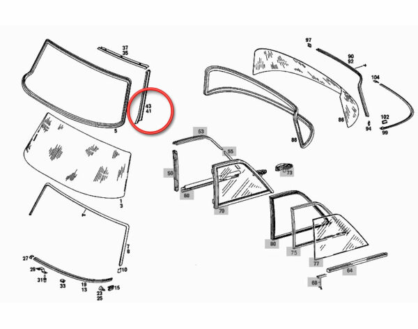 Moldura para Mercedes de la gama W114/W115.