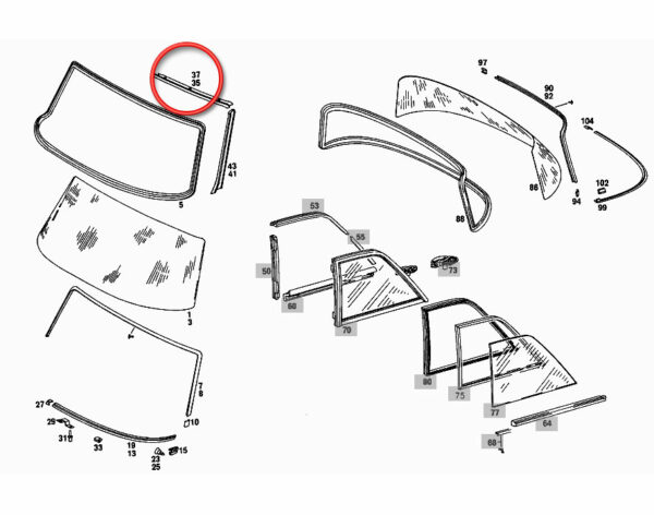 Moldura para Mercedes de la gama W114/W115.